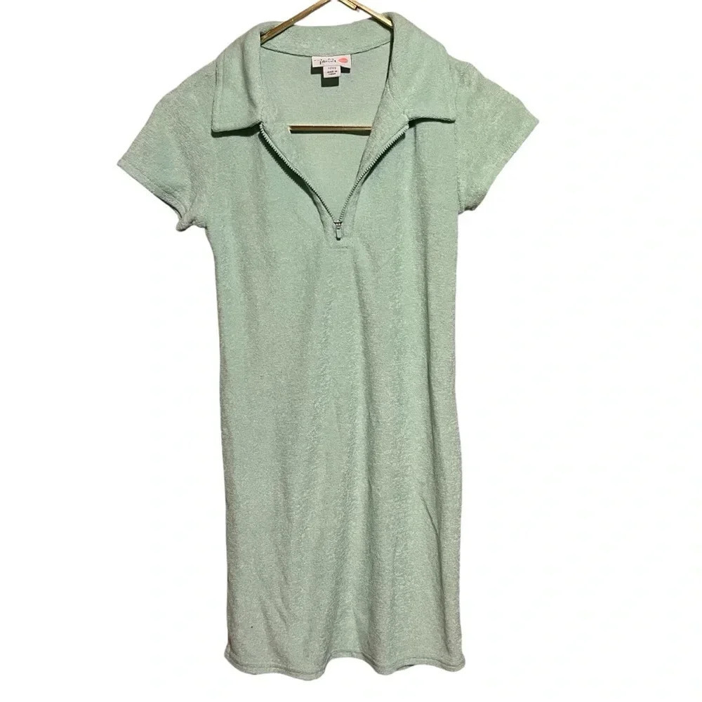 Girls Colorful Planet Terry Swim Coverup Dress Sz L 12 Mint Green Polo Pullover
